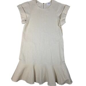 Clean Girl Linen‎ Blend Dress 8 Scandie Minimalist Neutral Beige Seed Heritage